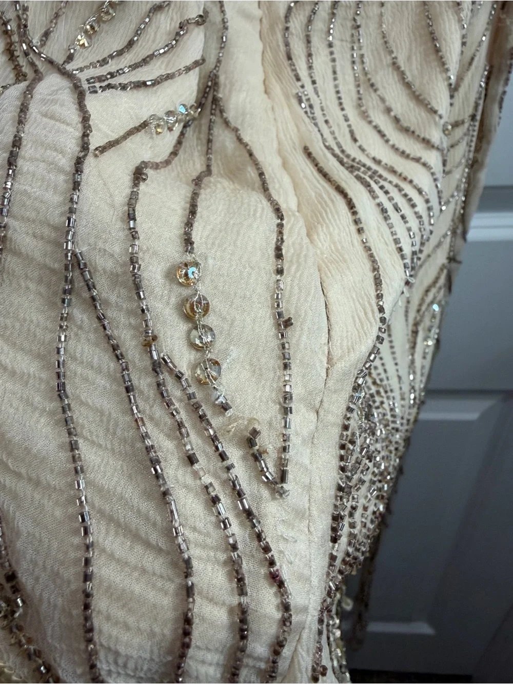 Free People Bella‎ Beaded Halter Romper Size 6 Cream Open Back Sequin Floral
